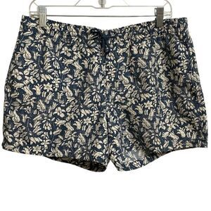 Club Monaco Swim Trunks Men's Size M Floral Print Blue White Beige Elastic Waist